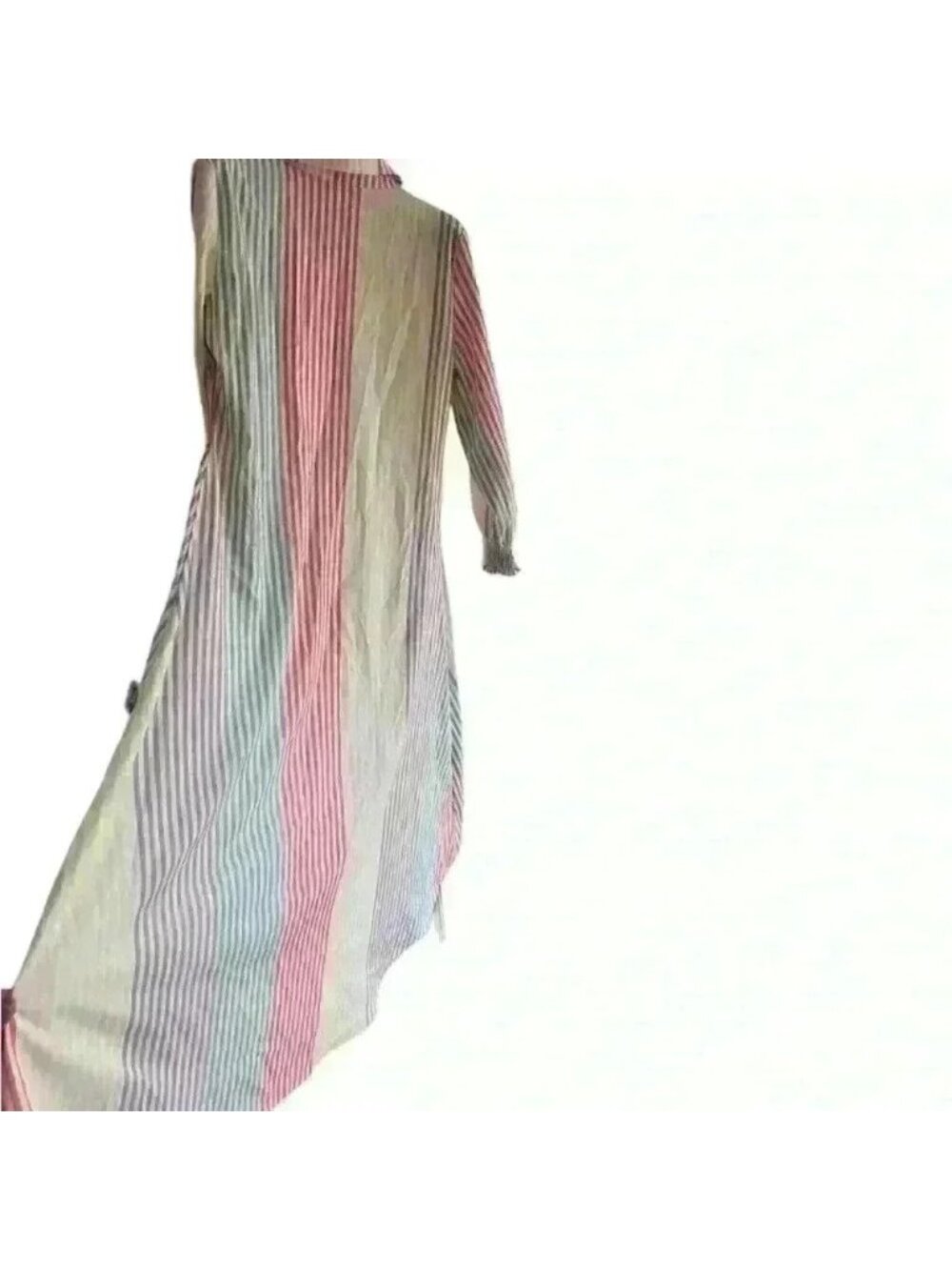 New Striped button down ladies Size large maxi curved hem dress - Picture 7 of 7